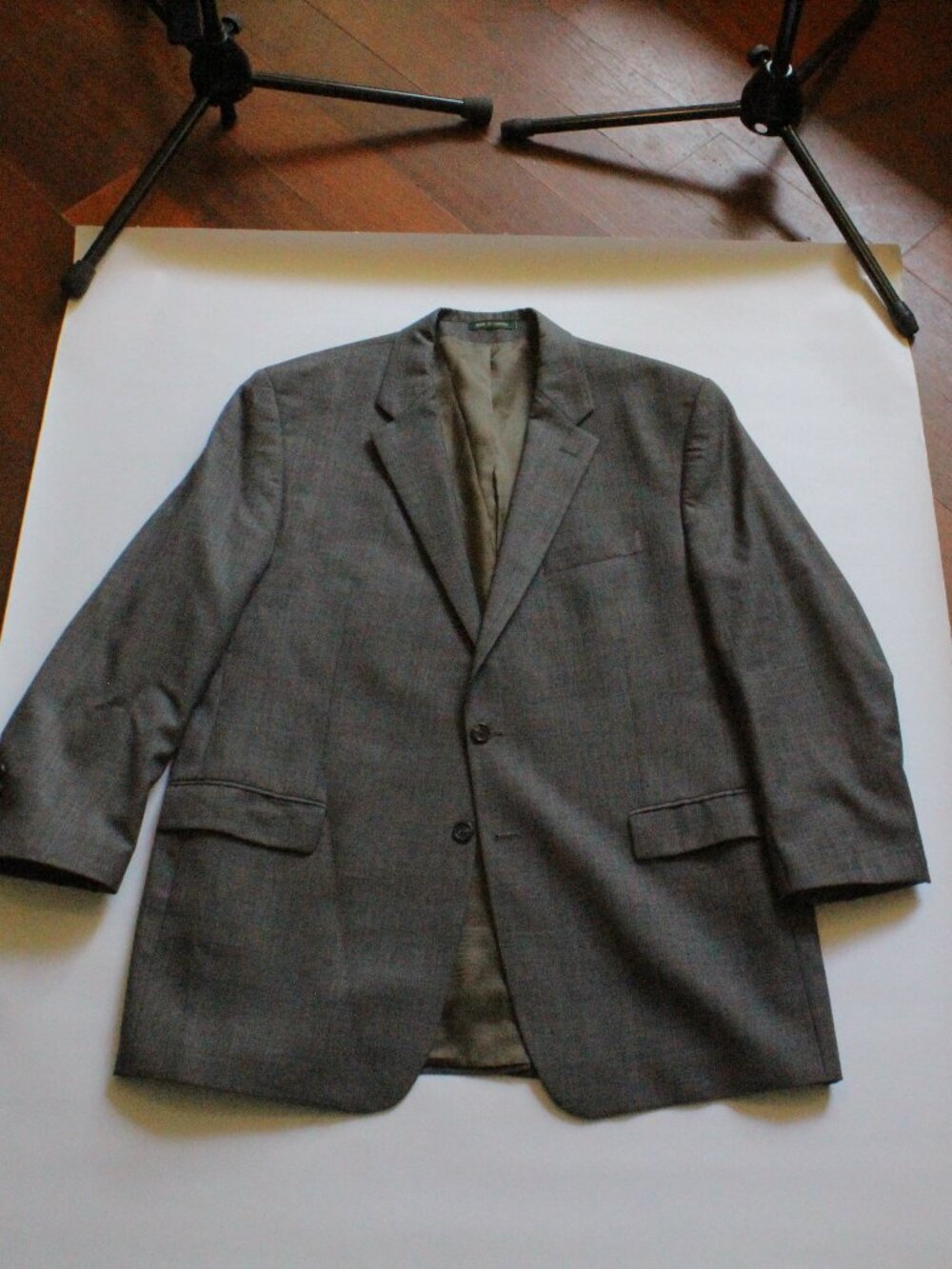 Vintage Lauren Ralph Lauren 46L Tan Herringbone 100% Wool Blazer Made In Canada